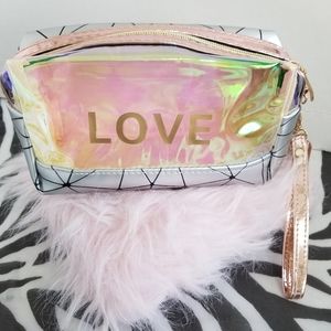 Cosmetic White Geometric Design Makeup bag New